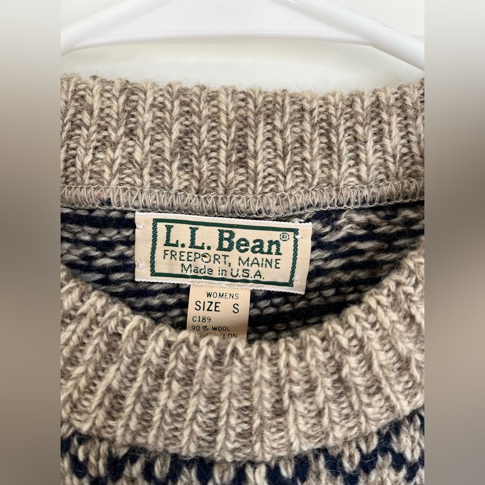 L.L. Bean Women's Nordic Crewneck Sweater in Navy, Cream & Red - Picture 5 of 5